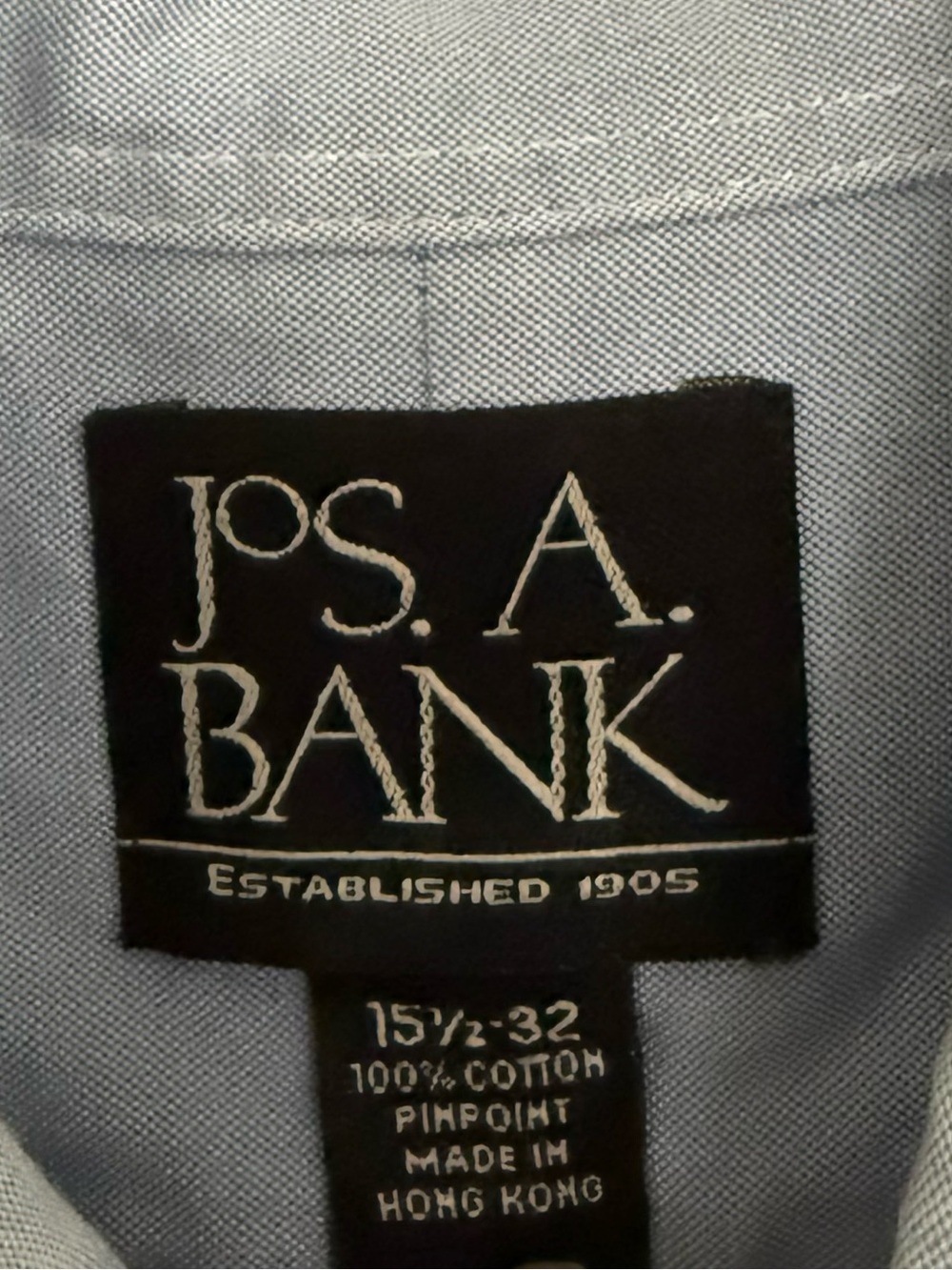 Jos. A. Bank Pinpoint Oxford Blue Button Down Shirt 15.5 x 32 - Picture 3 of 3